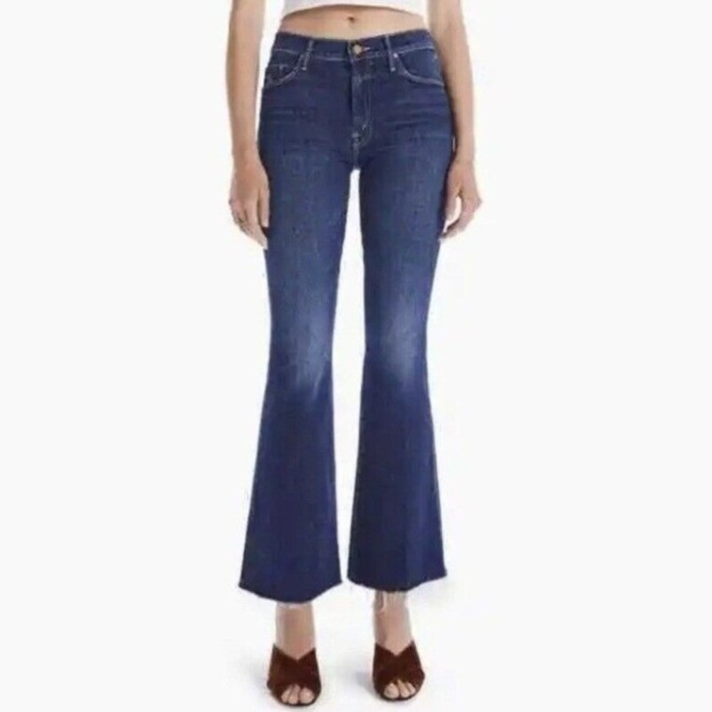 Mother Jeans The Weekender Fray 29 Teaming Up Blue Flare Raw Hem